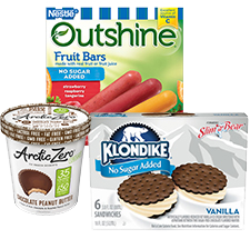 A pint of ice cream, Outshine Fruit Bars and Klondike Ice Cream Sandwiches